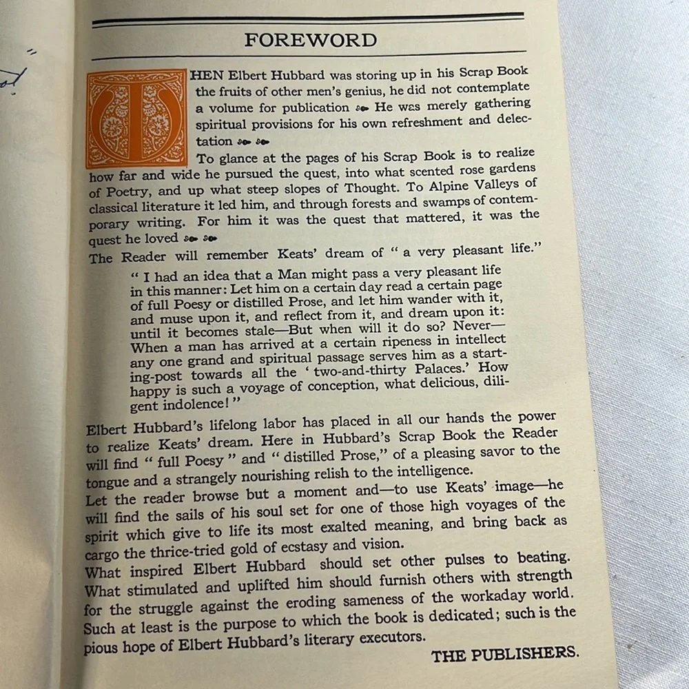 ELBERT HUBBARD’S SCRAP HARDCOVER BOOK 1923 VINTAGE / ANTIQUE 100 YEARS OLD